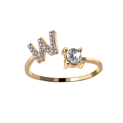 Adjustable Women's Letter Ring in Silver and Gold - wnkrs