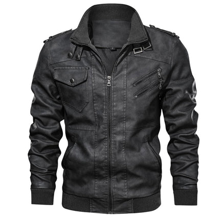 Men's Leather Jacket with Hood - Wnkrs