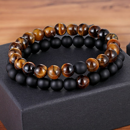 Natural Stone Beaded Bracelets Pair for Couples - Wnkrs