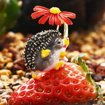 Crystal Hedgehog  with Flower Brooch - Wnkrs