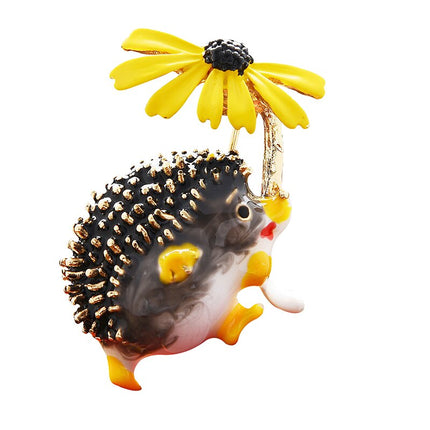 Crystal Hedgehog  with Flower Brooch - Wnkrs