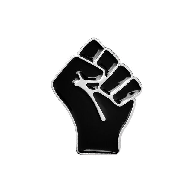 Black Lives Matter Raised Fist Shaped Enamel Brooch - Wnkrs