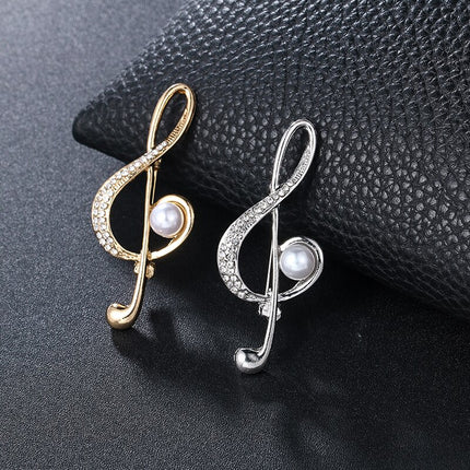 Crystal Musical Note Brooch - Wnkrs
