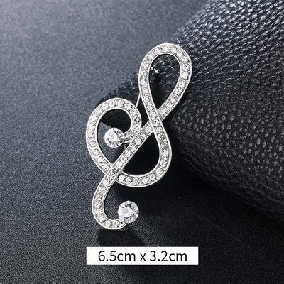 Crystal Musical Note Brooch - Wnkrs