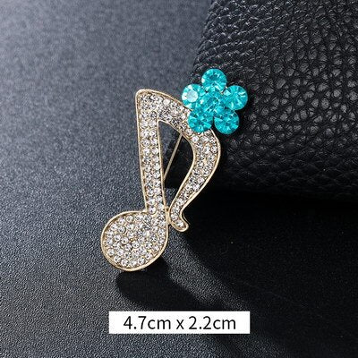 Crystal Musical Note Brooch - Wnkrs