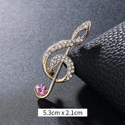 Crystal Musical Note Brooch - Wnkrs