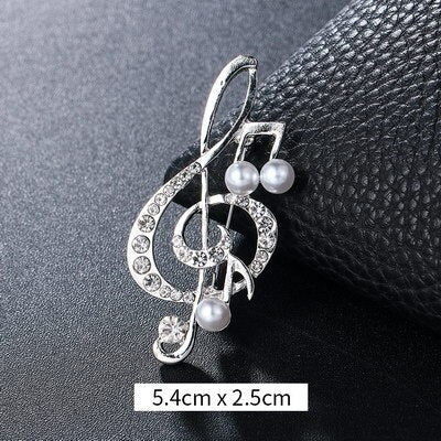 Crystal Musical Note Brooch - Wnkrs