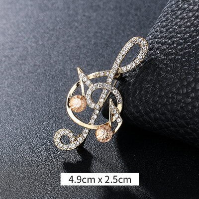Crystal Musical Note Brooch - Wnkrs