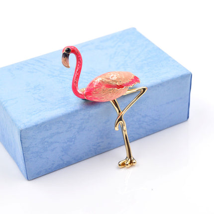 Cute Enamel Flamingo Shaped Brooch - Wnkrs