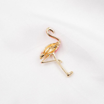 Cute Enamel Flamingo Shaped Brooch - Wnkrs