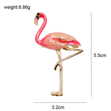 Cute Enamel Flamingo Shaped Brooch - Wnkrs