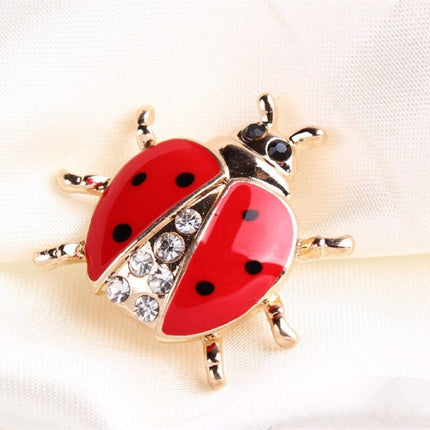 Colorful Ladybug Brooch with Rhinestone - Wnkrs