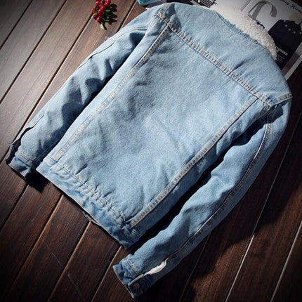 Men's Warm Fleece Denim Jacket with Fur - Wnkrs
