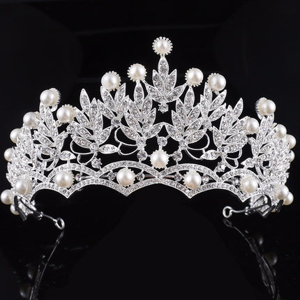 Women's Crystal / Pearl Silver Plated Hair Crown - wnkrs