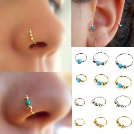 Beads Design Hoop Body Piercing, 3Pcs/Set - Wnkrs