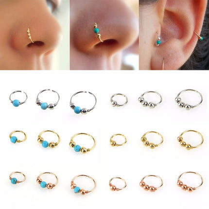 Beads Design Hoop Body Piercing, 3Pcs/Set - Wnkrs