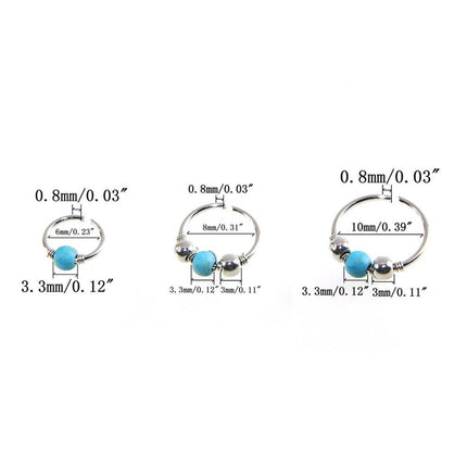 Beads Design Hoop Body Piercing, 3Pcs/Set - Wnkrs