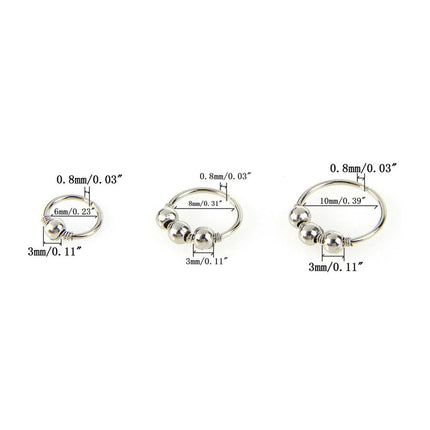 Beads Design Hoop Body Piercing, 3Pcs/Set - Wnkrs