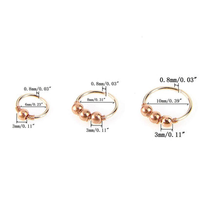 Beads Design Hoop Body Piercing, 3Pcs/Set - Wnkrs