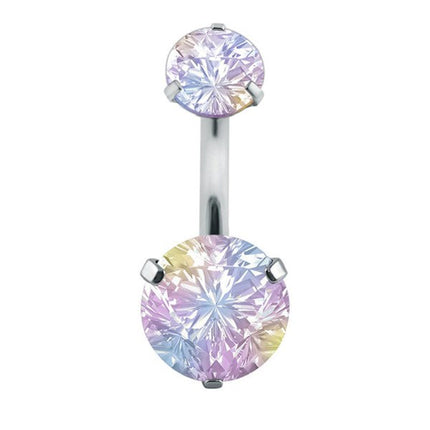 Elegant Cubic Zirconia Crystal Piercing Belly Ring - Wnkrs