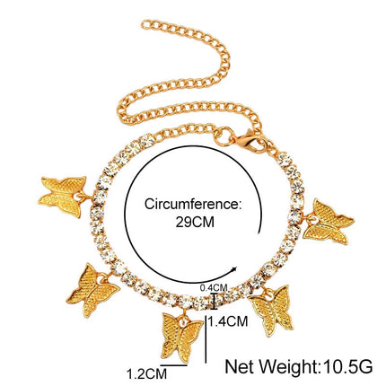 Butterfly Rhinestone Women's Ankle Bracelet - Wnkrs