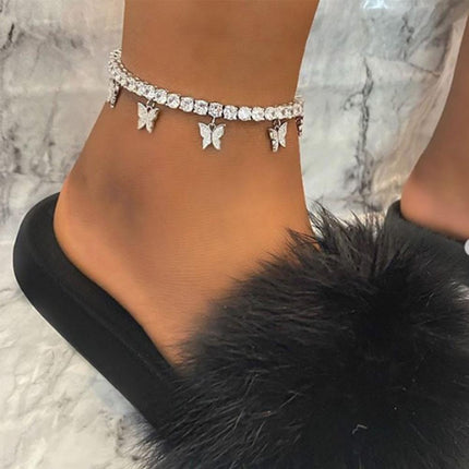 Butterfly Rhinestone Women's Ankle Bracelet - Wnkrs