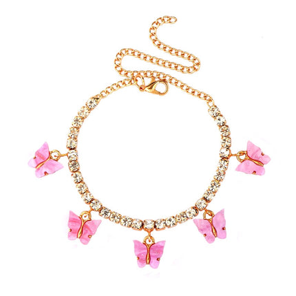 Butterfly Rhinestone Women's Ankle Bracelet - Wnkrs