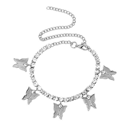 Butterfly Rhinestone Women's Ankle Bracelet - Wnkrs