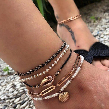 Multi Layer Anklet Set for Women - Wnkrs