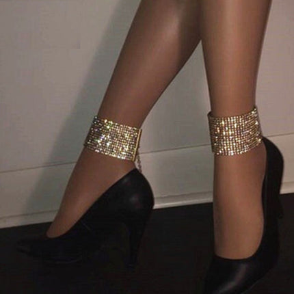 Leg Chain 14 Rows Crystal Wide Anklet For Women - Wnkrs