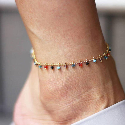 Fashion Colorful Crystal Beads Anklet - Wnkrs