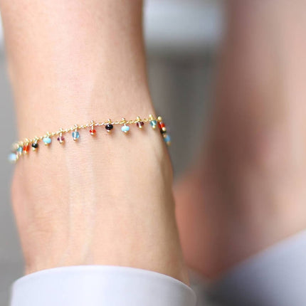 Fashion Colorful Crystal Beads Anklet - Wnkrs