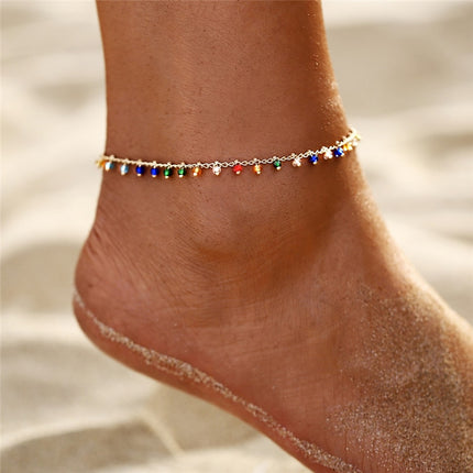 Fashion Colorful Crystal Beads Anklet - Wnkrs