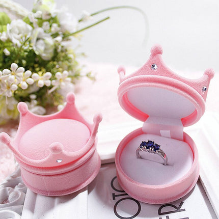 Fashion Crown Velvet Jewelry Box For Ring And Earrings - Wnkrs