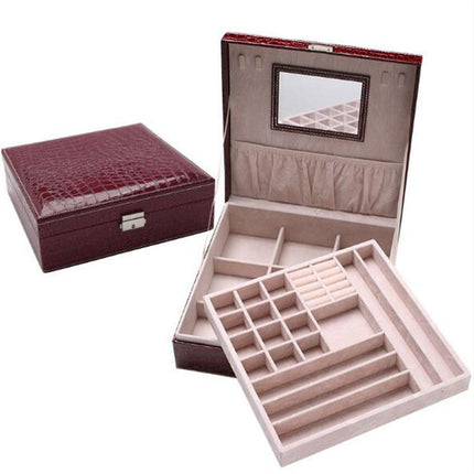 Fashion Leather Jewelry Box with Mirror - Wnkrs