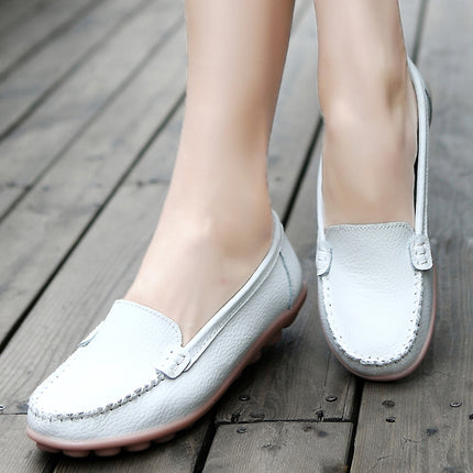 Casual Slip-On Leather Women's Loafer Shoes - Wnkrs