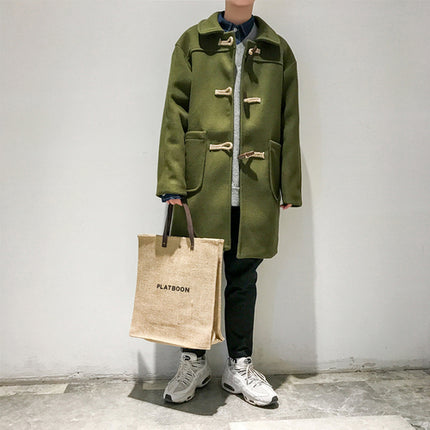 Men's Classic Duffle Coat with Horn Buttons - Wnkrs