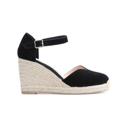 Black and Beige Wedge Sandals for Women - Wnkrs