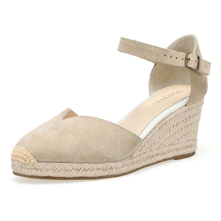 Black and Beige Wedge Sandals for Women - Wnkrs