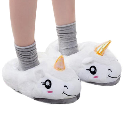 Cartoon Unicorn Plush Slippers - Wnkrs