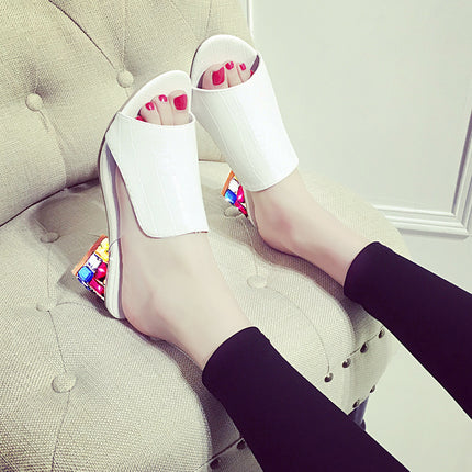 Fashion Colorful High Heeled Flip Flops - Wnkrs