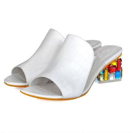 Fashion Colorful High Heeled Flip Flops - Wnkrs