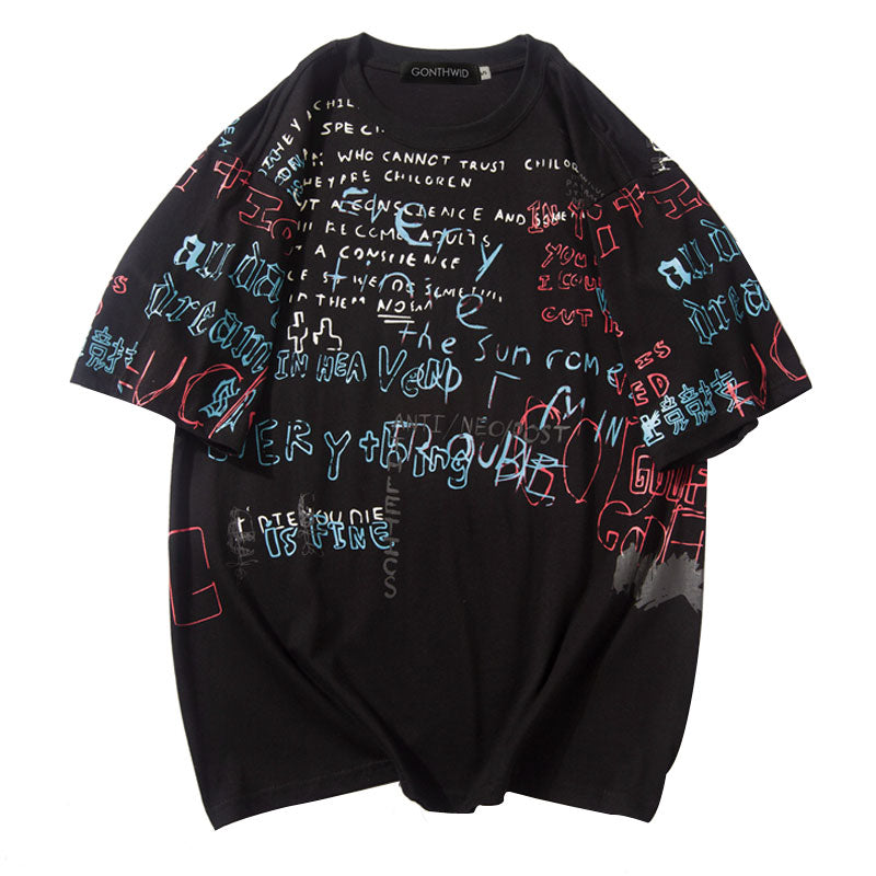 Men's Hip-Hop Style Graffiti Printed T-Shirt