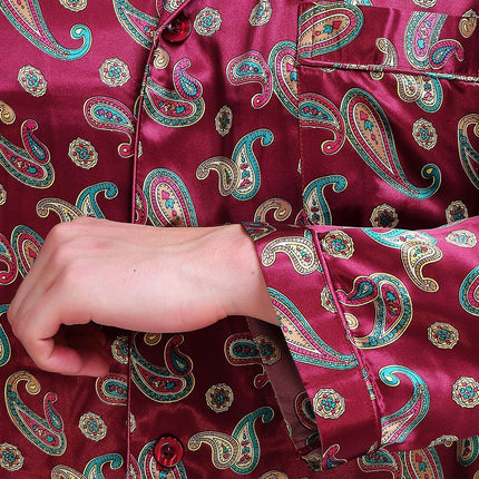 Boho Paisley Printed Satin Men's Sleeping Pajamas - Wnkrs