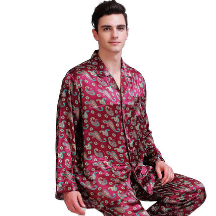 Boho Paisley Printed Satin Men's Sleeping Pajamas - Wnkrs