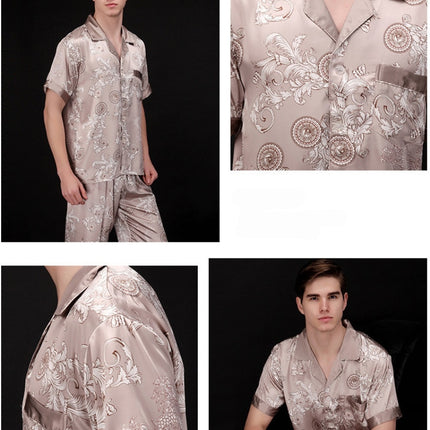 Men's Asian Style Satin Shirt and Pants Pajama Set - Wnkrs