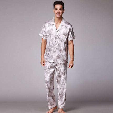 Men's Asian Style Satin Shirt and Pants Pajama Set - Wnkrs