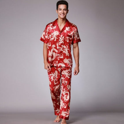 Men's Asian Style Satin Shirt and Pants Pajama Set - Wnkrs