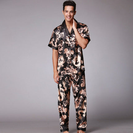 Men's Asian Style Satin Shirt and Pants Pajama Set - Wnkrs