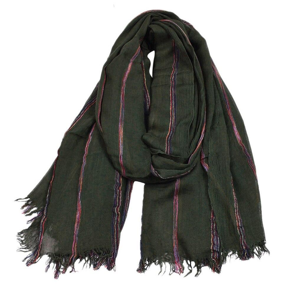 Men's Cotton and Linen Striped Scarf